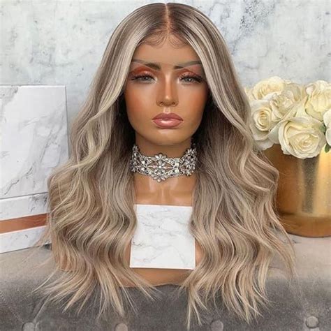 Amazon DolmaX Ombre Ash Blonde Highlight 13x6 Synthetic Lace