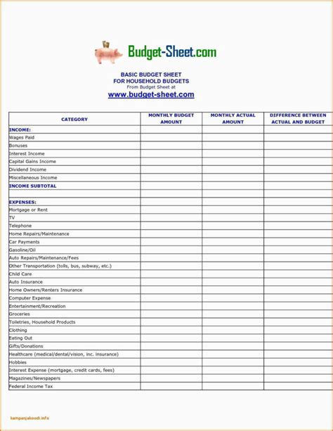 Household Expenses Spreadsheet Australia Sample Monthly — db-excel.com