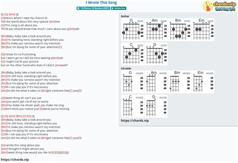 Chord I Wrote This Song Tab Song Lyric Sheet Guitar Ukulele