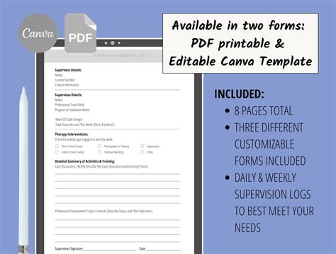 Clinical Supervision Session Form And Activity Hours Log Private