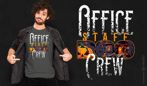 Halloween Office Crew T-shirt Design PSD Editable Template