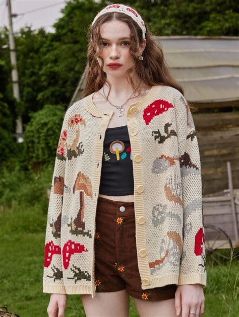 Our Fairycore Mushroom Pattern Cardigan Is Such A Vibe Cardigans