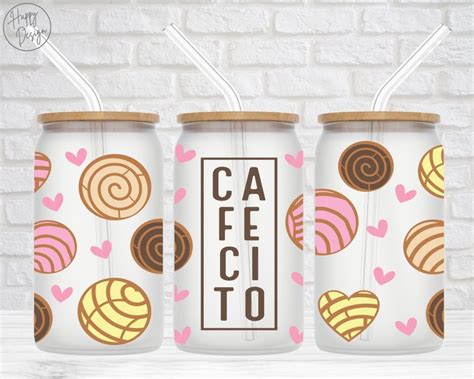 Conchas Cafecito Y Chisme 16oz Glass Can Cutfile Libbey Etsy