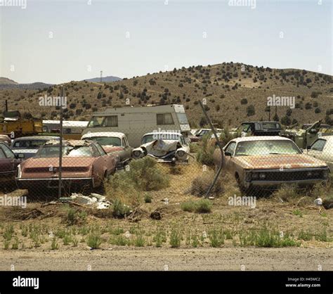 USA, Nevada, Carson City, junkyard, desert, cars, landscape, desert ...