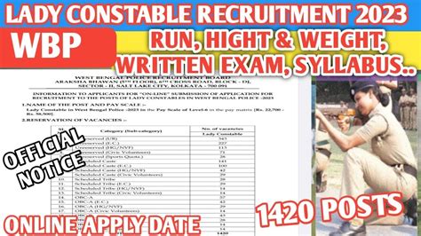 Wb Lady Constable Recruitment Wbp Latest Notice Wbp