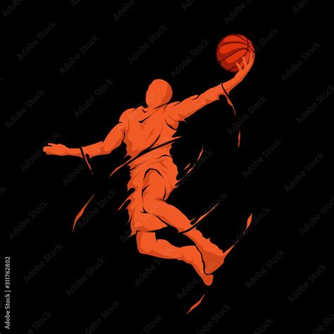 slam dunk jump splash basketball player Stock Vector | Adobe Stock