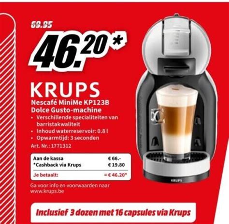 KRUPS Nescafé MiniMe KP123B Dolce Gusto machine promotie bij MediaMarkt