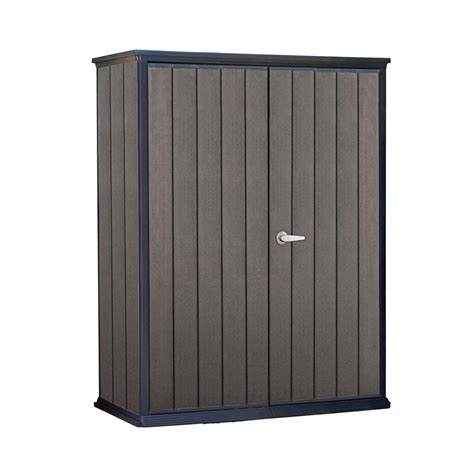 Keter High Store 4 6 Ft X 2 5 Ft X 5 10 Ft Resin Vertical Storage Shed 227474 The Home Depot