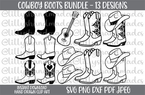 Cowboy Boots Svg Bundle Cowboy Boot Svg Guitar Svg Cowboy Etsy Canada