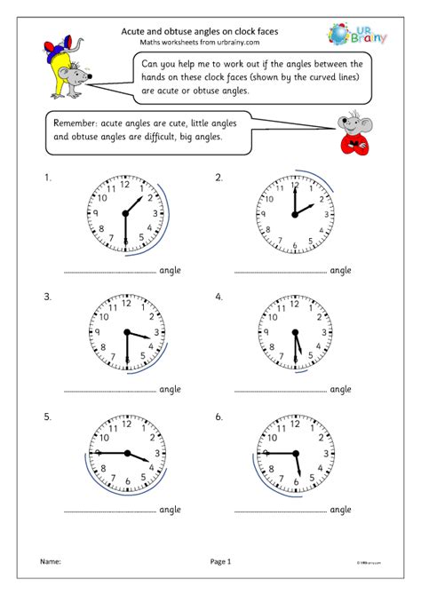 Acute and obtuse angles on clock faces - Geometry (Shape) by URBrainy.com