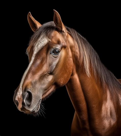 Um Cavalo Marrom Uma Mancha Branca No Rosto Foto Premium