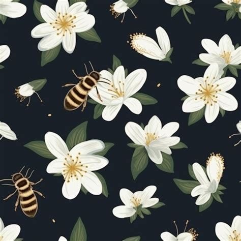 Premium AI Image | A black and white wallpaper with a bee on it