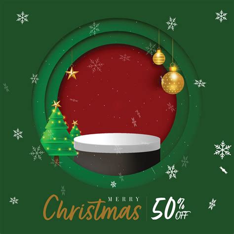 Christmas special product window and podium with festive decorations