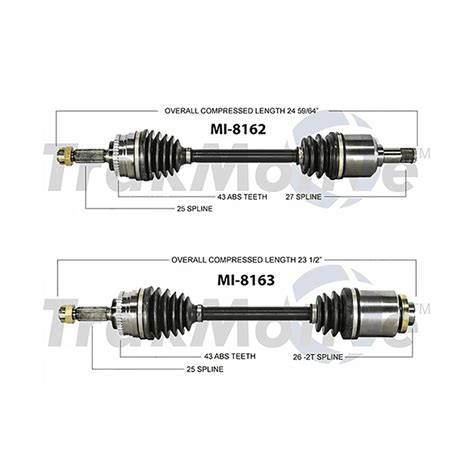 TrakMotive Front CV Axle CV Joint Shaft Assembly Assembly For