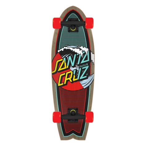 Classic Wave Splice Shark Santa Cruz Cruiser Skateboard 8 8 Hebell