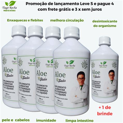 Kit Promoção Suco Babosa Aloe Vera Tiago Rocha Leve 5 Pague 4