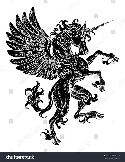 Pegasus Unicorn Horse Wings Horn Mythology Stock Illustration ...