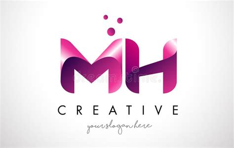 Mh Letter Logo Design With Purple Colors And Dots Stock Vector