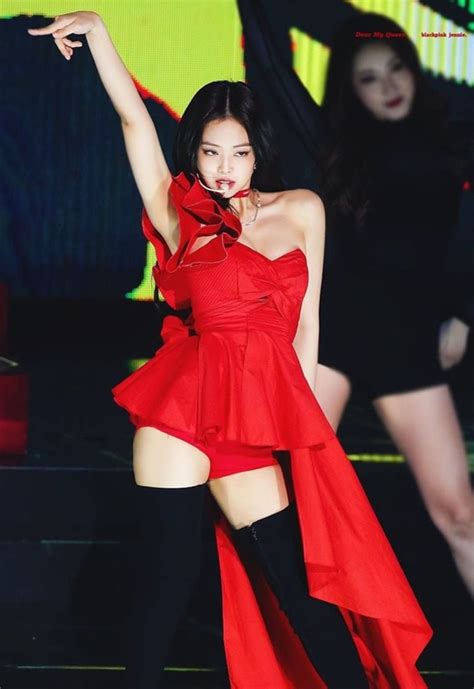 Custom Blackpink Jennie Solo Red One Shoulder High Low Dress Etsy