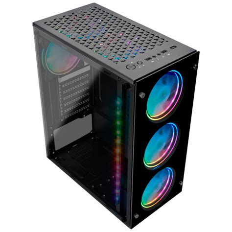 Gabinete Gamer K MEX ARGB Rítmico CG 01TP Lateral em Vidro 3x Fans