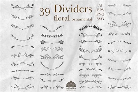 Floral Text Dividers Svg Png Eps Graphic By Happywatercolorshop · Creative Fabrica