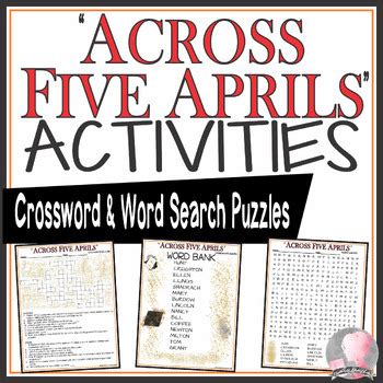 Across Five Aprils Activities April Hunt Crossword Puzzle And Word Search