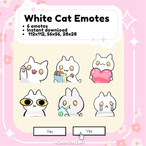 White Cat Emotes Cute Cat Kawaii Simple Chibi White Cat Emote For