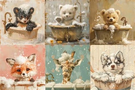 cute bubble bath animals graphic   chaotic muse creative fabrica