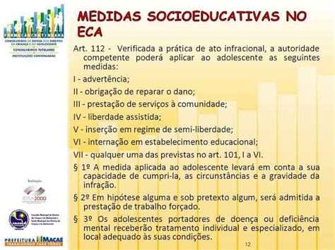 Medidas Socioeducativas Do Eca - DESVENDANDO O ECA - ESTATUTO DA CRIANÇA E DO ADOLESCENTE: ECA- ART. 112 ...