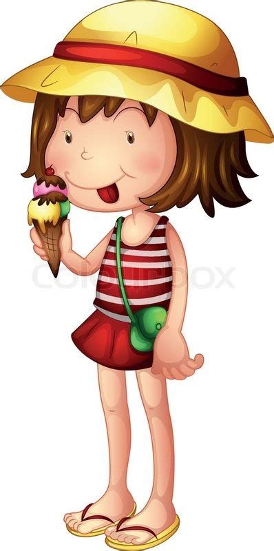 A child eating an ice cream | Stock vector | Colourbox