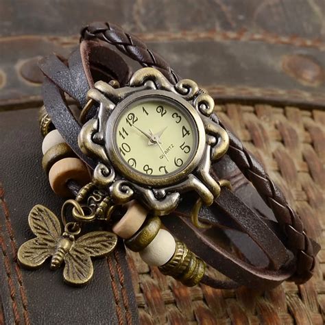 Multicolor High Quality Women Leather Vintage Quartz Dress Watch