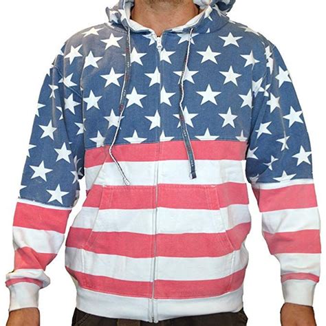 Licensed Mart Originals Unisex Proud American Flag Zip Up Hoodie