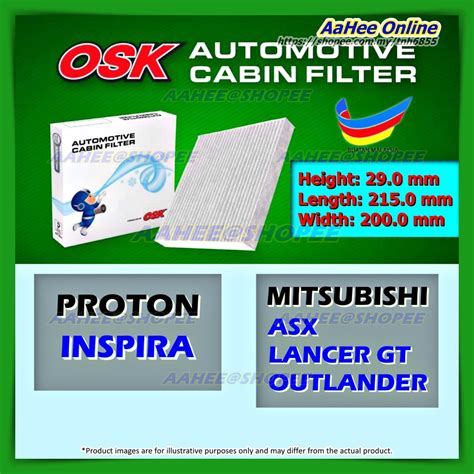 Air Con Cabin Filter Proton Inspira Mitsubishi Asx Lancer Gt Outlander