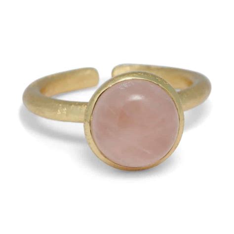 Pure By Nat Fingerring Med Sten Rosa Kvarts Guldbelagt Butik Friis