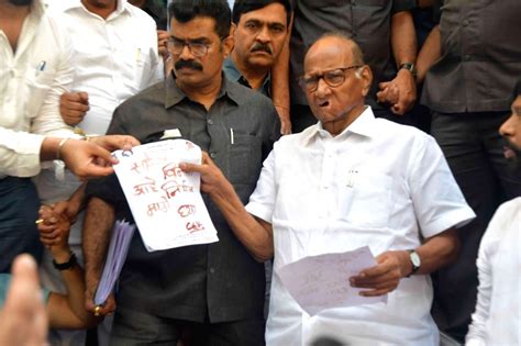 Mumbai Nationalist Congress Party President Sharad Pawar With Party