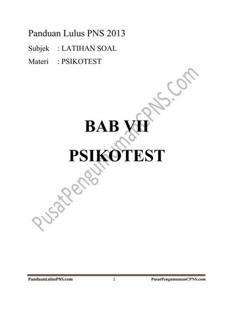 Pdf Latihan Soal Psikotest Dokumentips