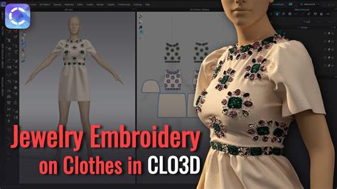 How To Make Jewelry Embroidery Dress In Clo3d Youtube