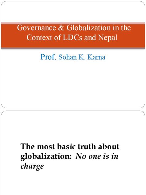 Governance And Globalization In The Context Of Ldcs And Nepal Prof Pdf