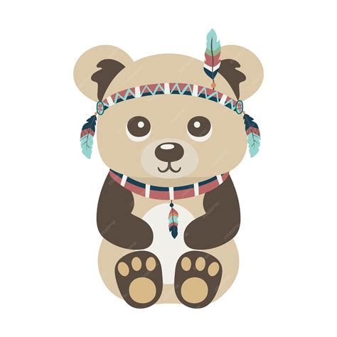 premium vector cute bear  boho style vector illustration