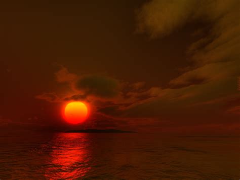 Wallpaper Sunlight Sunset 3D Render Reflection Sky Sunrise