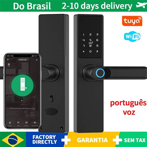 Portugu S Biom Trico De Impress O Digital Fechadura Da Porta Preto