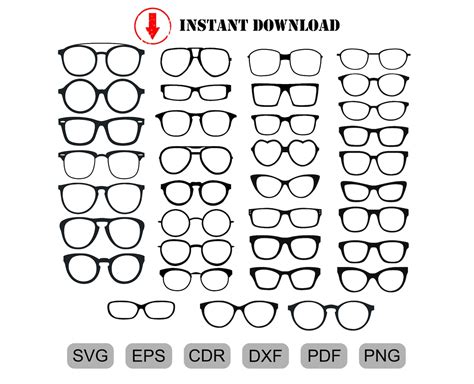 Eyeglasses Svg Eyeglasses Svg Bundle Sunglasses Svgglasses Etsy