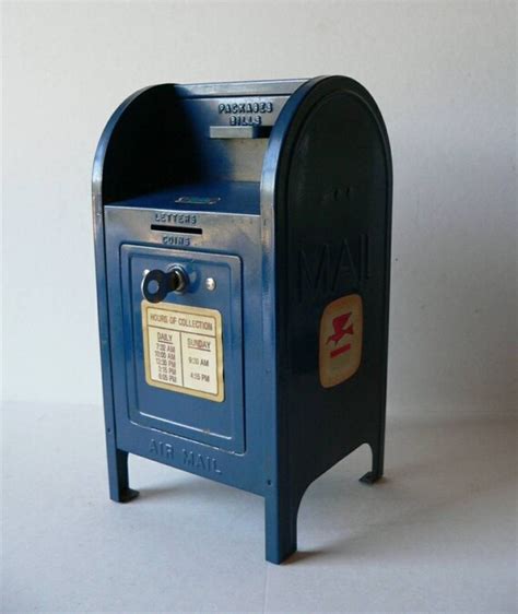 Vintage Metal Toy Mailbox Coin Bank With Key