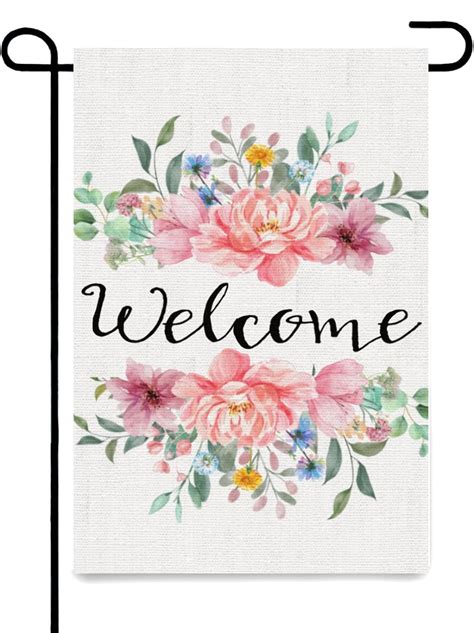 Amazon HOOSUNFlagrbfa Summer Spring Pink Floral Welcome Garden