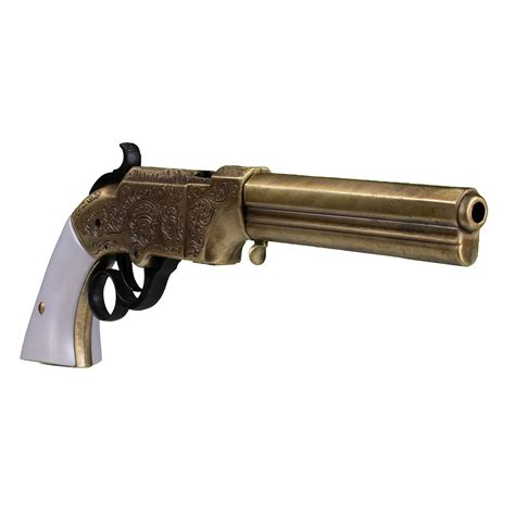 Brass and Pearl Replica Volcanic Revolver | Armory Replica Gun – Armory.net