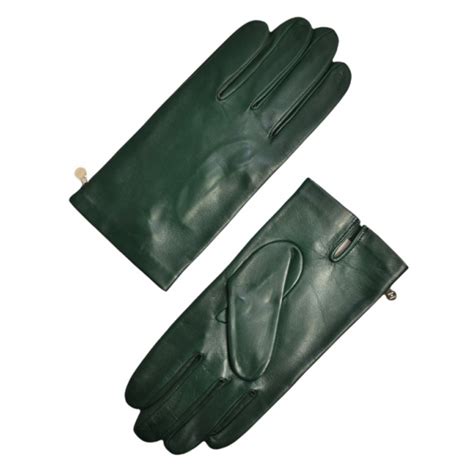 Fefè Napoli Mens Olive Green Leather Gloves Gloves Handmade In