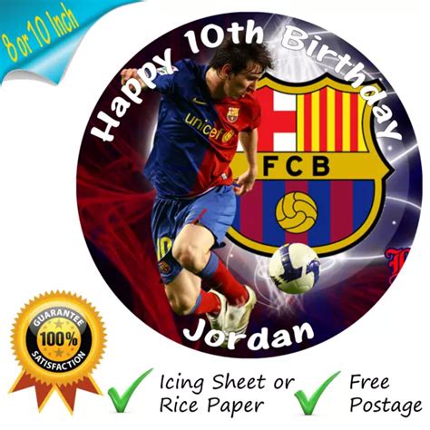 Lionel Messi Barcelona Cake Topper Personalised Edible Round Football Topper £4 25 Picclick Uk