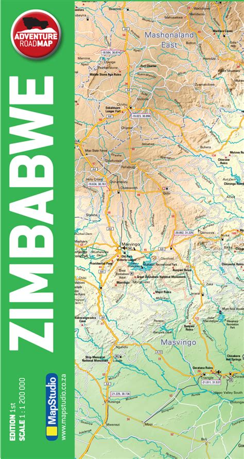 Zimbabwe Adventure Road Map Mapstudio