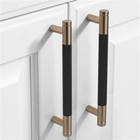 9BUILD 12 Pack 5 Inch Knurled Cabinet Pulls Black Kitchen Cabinet