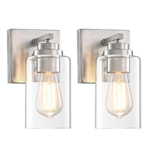 Uixe 91 In 2 Piece Wall Light Square Brushed Nickle Base 2 Light Wall